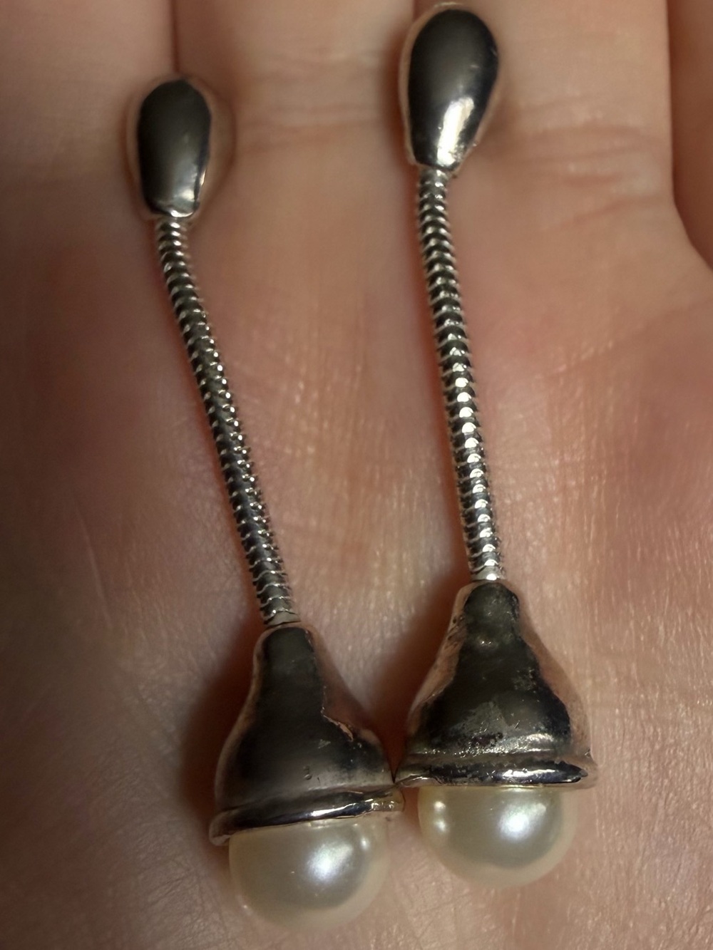 2/$25 Classic Silver Pearl Drop Earrings - Cream Pearls